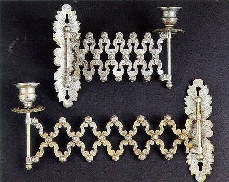 Two silver-plated candlesticks. Found in the church of the Metamorphosis at Keramoto 