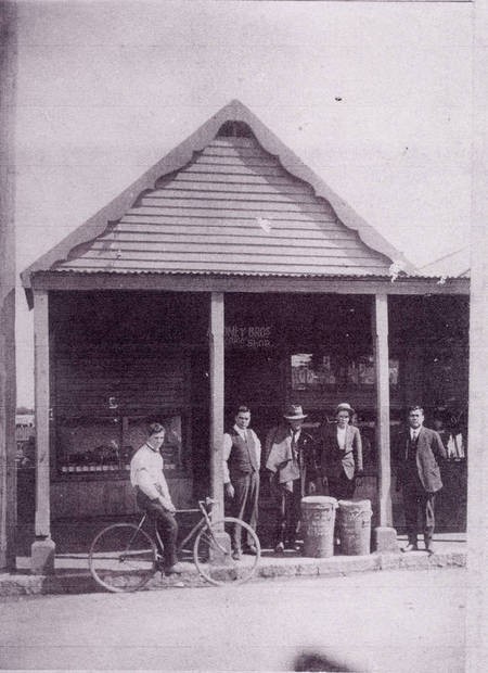 Aroney Family involvement in Nowra, NSW. Family & Staff. - Group Picture Front of Greek Cafe