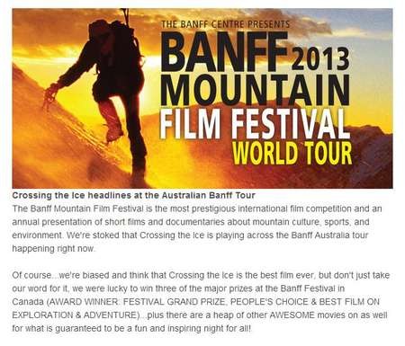 Cas & Jonesy promote the film of their extraordinary adventure in the Antarctic - Cas BANFF Mountain Film Festival 2013