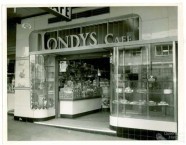 Shopfront, Londy's Cafe, Toowoomba, 1962 