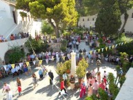 Part of the large crowd gathered in the courtyard 