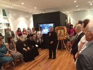 President of the Kytherian Association, Victor Kepreotis, welcoming the Metropolitan as well as Father Petros and Mayor Koukoulis, to the Kytherian Association’s new “spiritual centre” in Sydney 