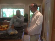 Andy Coombis and Theothori Koukoulis in Andy's kitchen in Orange in New South Wales 