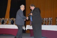 Receiving an award at the 40th anniversary celebration for the Albury City Soccer Club 