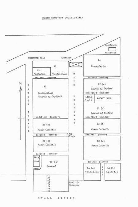 Old Dubbo Cemetery. Location Map. 