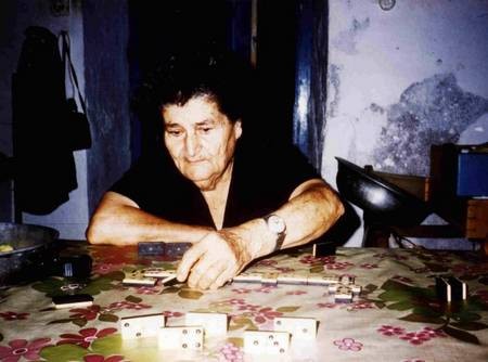 I Mummi, The Midwife, playing domino's. 